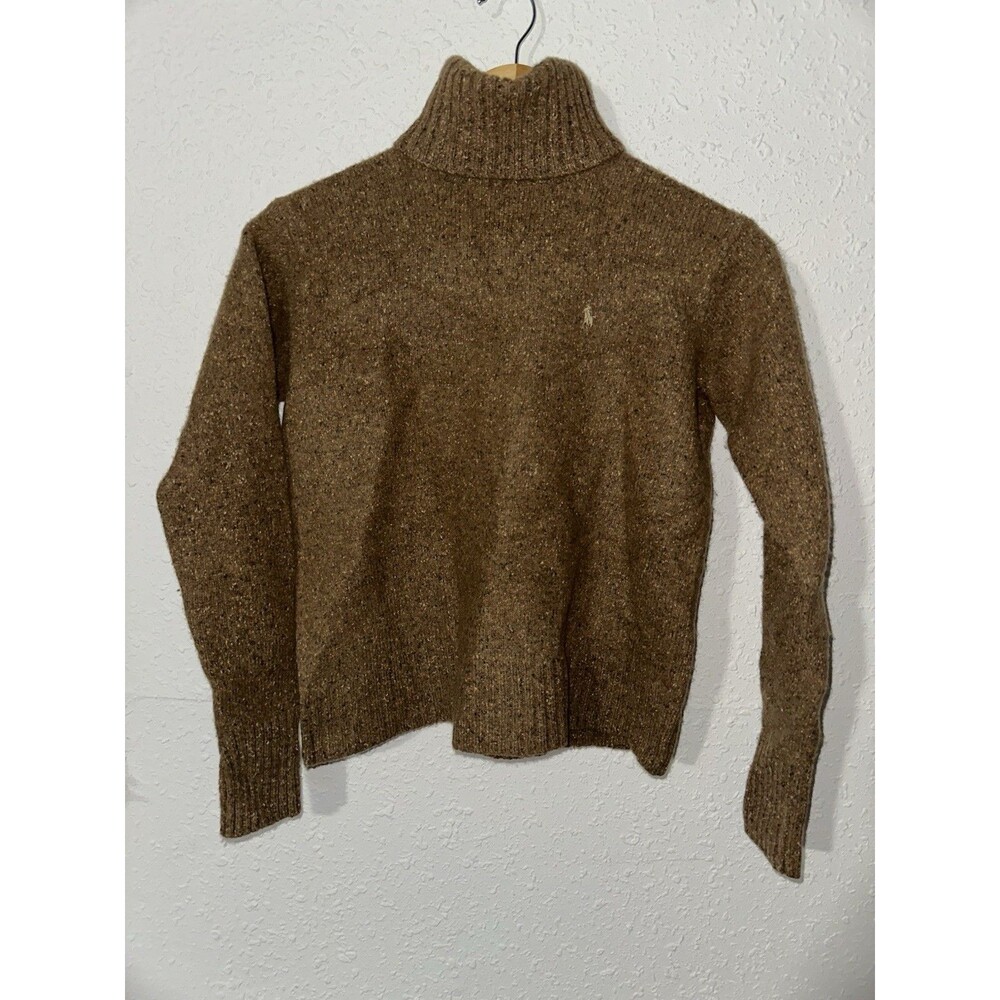 Vintage Ralph Lauren Wool Silk BlendTurtle Neck Sweater Sz Medium Brown 90s EUC